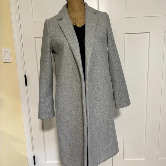 Zara Light Gray Open-Front Longline Coat - Picture 3 of 5